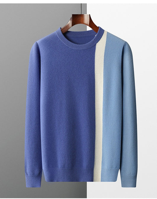 Suéter de Cuello Redondo Color Block Holgado para Hombre - Image 11
