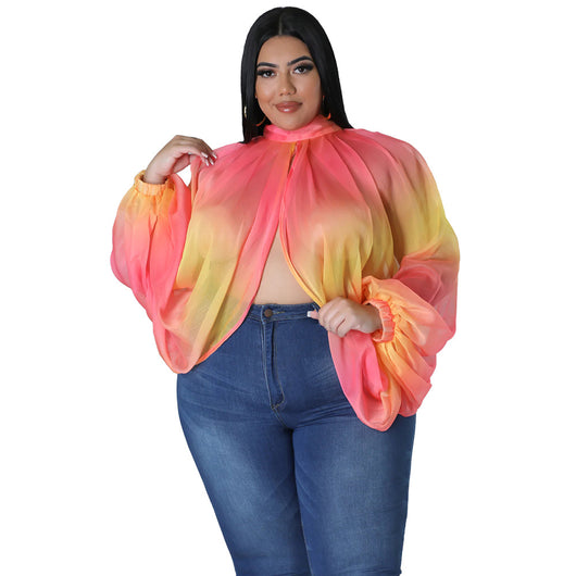 Blusa de Gasa Talla Grande con Cuello Redondo y Tirantes Ajustables - Image 13