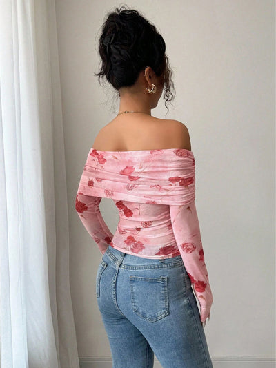 Blusa Asimétrica Ajustada con Volantes y Estampado Versátil - Image 17