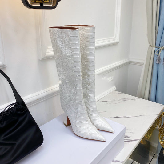 Botas de Tacón Alto con Estampado para Otoño e Invierno