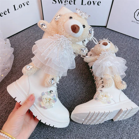 Botas de Cuero con Diseño de Osito para Niñas - Image 16