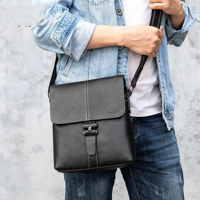 Bolsa de Cuero Genuino Grande para Hombre con Capacidad Expandible