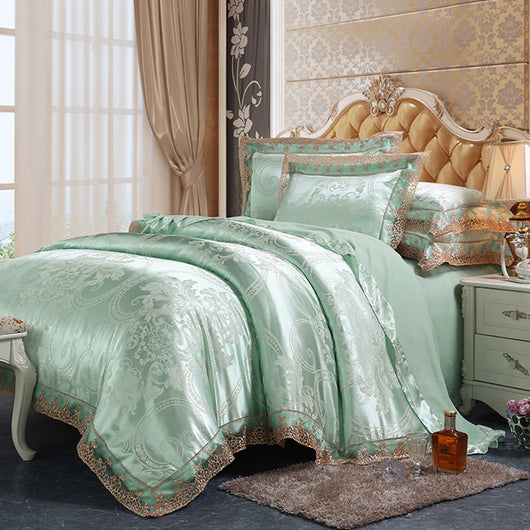 Juego de Cama 4 Piezas Algodón Puro con Diseño Jacquard Satinado Europeo - Image 6