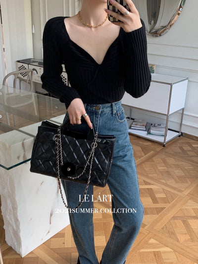 Suéter de Punto Ajustado con Cuello Amplio - Diseño Versátil y Estilizador - Image 9