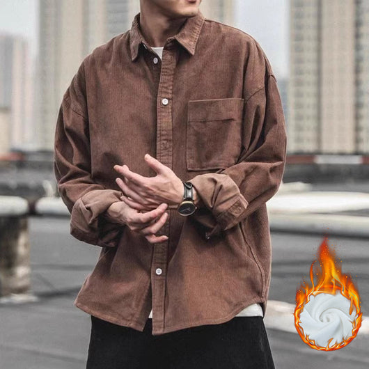 Camisa de Pana Estilo Retro Americano para Hombre - Image 4