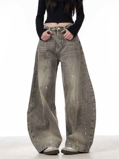 Pantalones Vaqueros Retro Splash Ink Machete para Pareja - Image 6