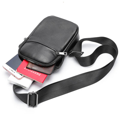 Bolsa de Pecho Crossbody de Cuero Genuino para Hombre - Funcional y Versátil - Image 3