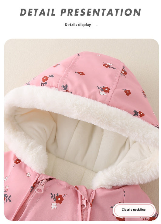 Abrigo Enterizo de Algodón Grueso para Bebé Niña - Pijama Invernal Cálido - Image 12