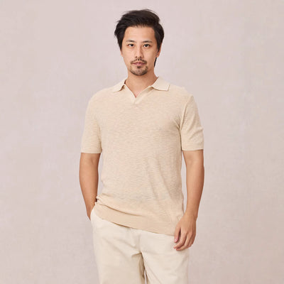 Polo Ejecutivo Slim Fit Tejido Texturizado de Seda de Hielo - Manga Corta para Hombre