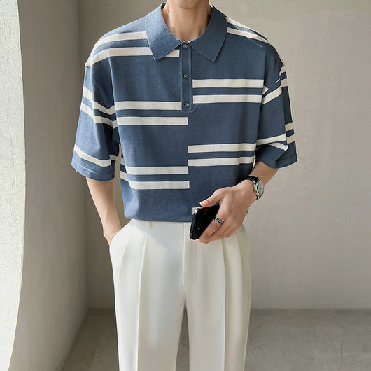 Playera Hombre Rayas Irregulares Diseño Moderno Manga Corta - Image 9