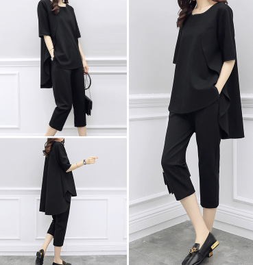 Conjunto Casual Slim Fit: Blusa Manga Corta y Pantalón Cropped - Image 10