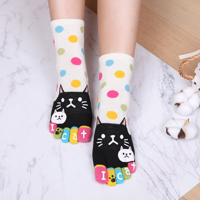 Calcetines Divertidos con Patrón de Gatos para los Cinco Dedos - Image 4