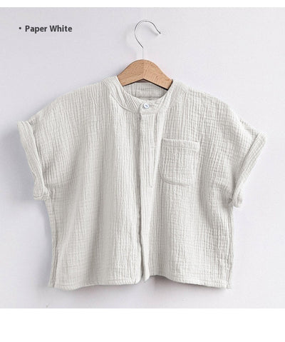 Camisa de Gasa Doble Capa para Niño - Top Casual de Manga Corta - Image 22