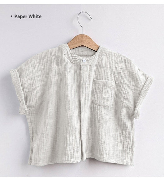 Camisa de Gasa Doble Capa para Niño - Top Casual de Manga Corta - Image 22