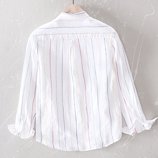 Camisa Casual de Rayas para Hombre - Manga Larga - Image 3