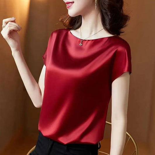 Blusa de Satén Manga Corta - Prenda Base Premium para Mujer - Image 5