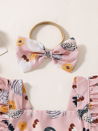 Vestido Infantil Pollo Cartoon con Mangas Volantes - Image 30