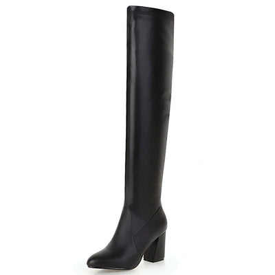 Botas Altas Stretch Tacón Grueso Talla Grande - Elegancia y Comodidad - Image 6