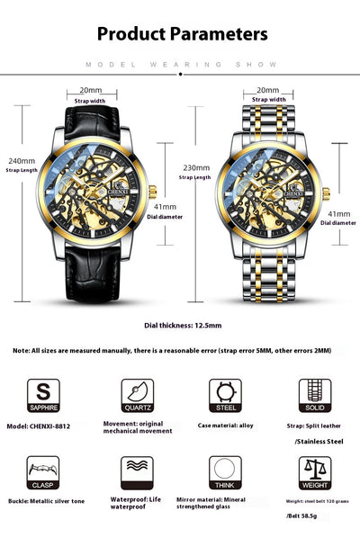 Reloj Mecánico Automático con Esfera Transparente Resistente al Agua - Image 8