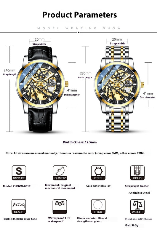 Reloj Mecánico Automático con Esfera Transparente Resistente al Agua - Image 8