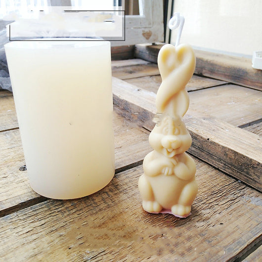 Vela Aromática de Yeso con Molde de Silicona - Orejas de Conejo y Aroma a Chocolate