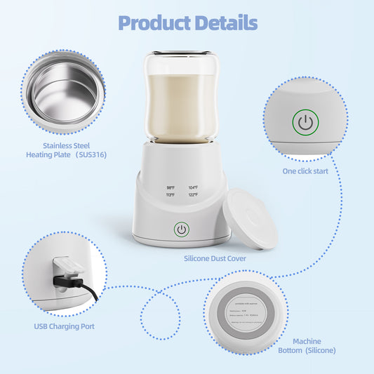 Calentador de Leche Inteligente con Carga Rápida y Control Inalámbrico