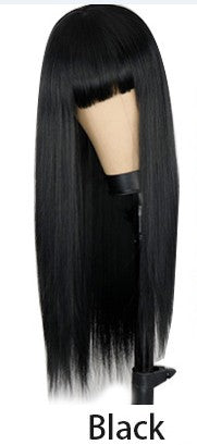Peluca Larga Lisa Qi Bangs Negro y Castaño - Image 5