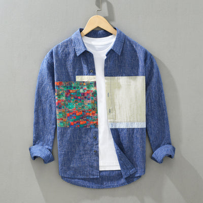 Camisa Holgada Hombre Joven Diseño Casual en Algodón y Lino - Image 5