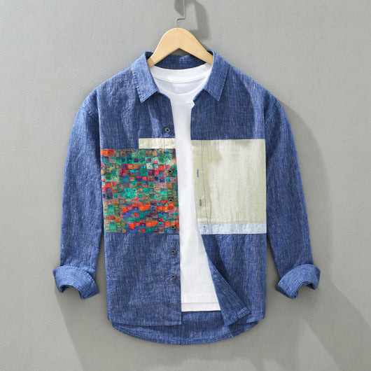 Camisa Holgada Hombre Joven Diseño Casual en Algodón y Lino - Image 5