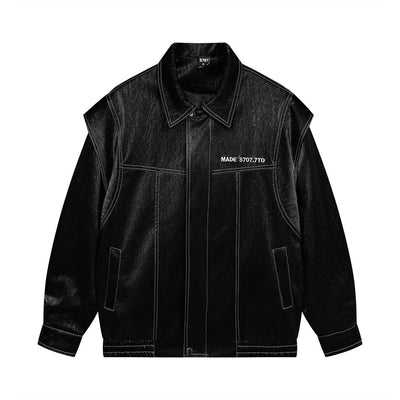 Chaqueta de Cuero PU con Costuras de Diseño y Solapa - Image 11