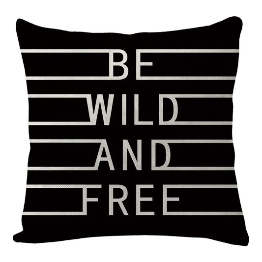 Funda de Almohada de Lino con Estampado Digital - Diseño Minimalista en Negro
