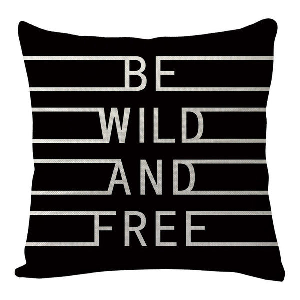 Funda de Almohada de Lino con Estampado Digital - Diseño Minimalista en Negro