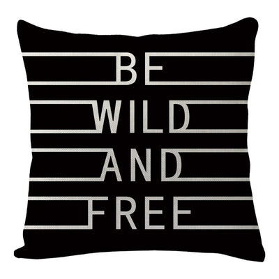Funda de Almohada de Lino con Estampado Digital - Diseño Minimalista en Negro