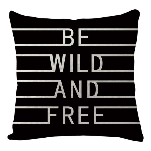 Funda de Almohada de Lino con Estampado Digital - Diseño Minimalista en Negro