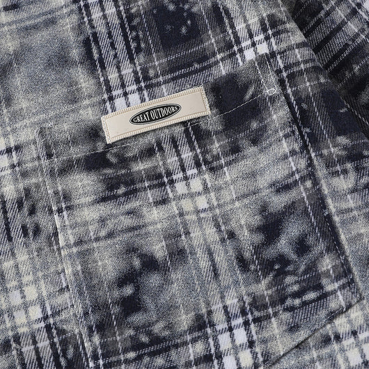 Camisa Manga Larga Cuadros Tie-Dye Vintage Hombre Estilo Retro - Image 4