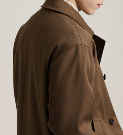 Abrigo Ejecutivo de Cuello Vuelto con Mezcla de Tela Twill para Hombre - Image 17