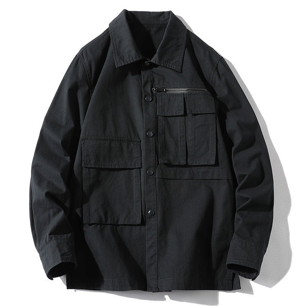 Chaqueta Camisa Casual con Múltiples Bolsillos para Hombre