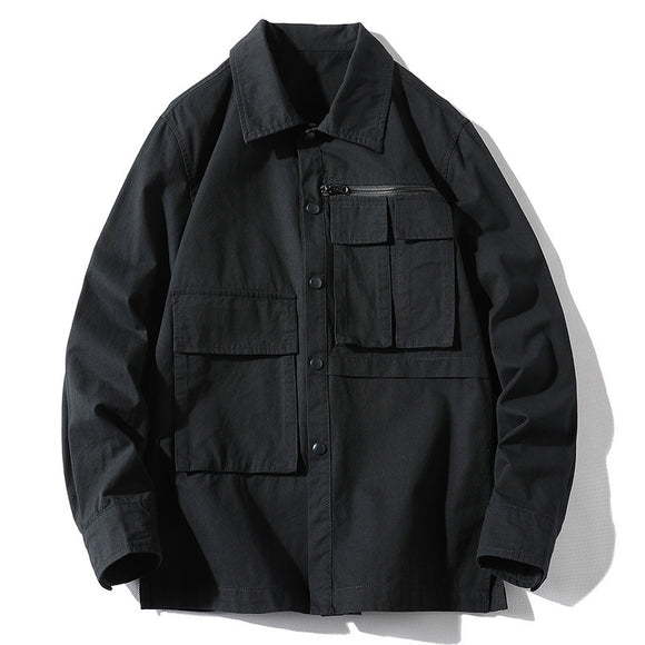 Chaqueta Camisa Casual con Múltiples Bolsillos para Hombre