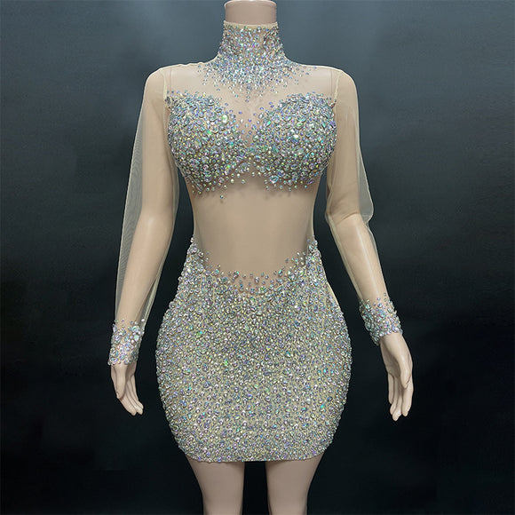 Vestido Corto Slim con Cuello Gasa y Cierre de Cremallera