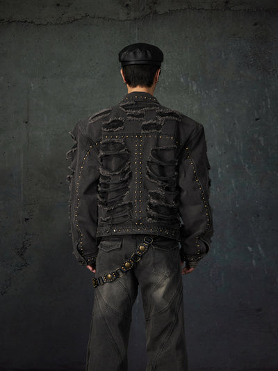 Chaqueta Denim Acolchada con Remaches y Hombros Reforzados - Image 7