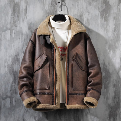 Abrigo de Lana de Cordero Acolchado con Forro Polar para Hombre