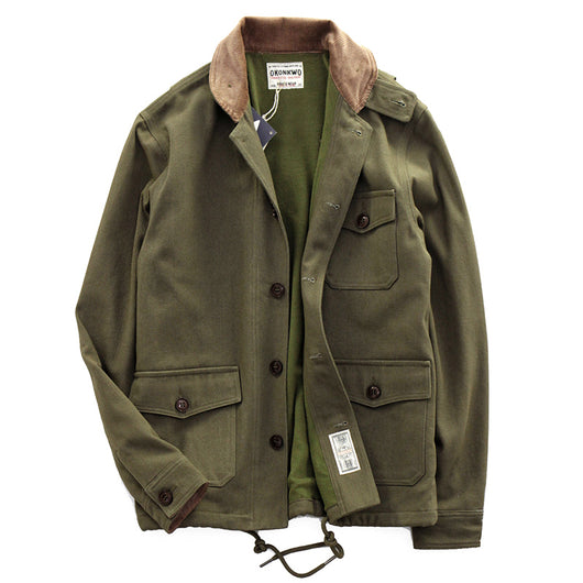 Chaqueta Militar Vintage de Pana con Múltiples Bolsillos