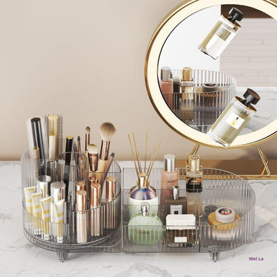 Organizador de Cosméticos Giratorio Grande con Espejo - Almacenamiento Acrílico Transparente - Image 4