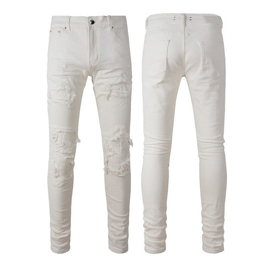 Jeans Slim Fit con Parches Rotos y Cintura Elástica para Hombre - Image 8