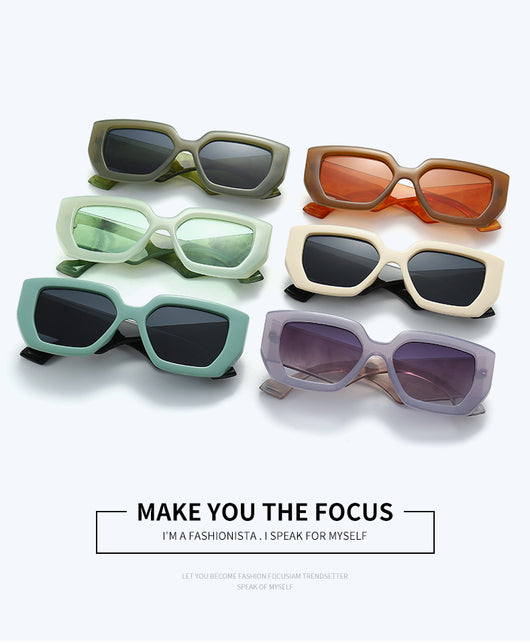 Beige square frame sunglasses with dark gray lenses, featuring a thick, fashion-forward design. - Image 38