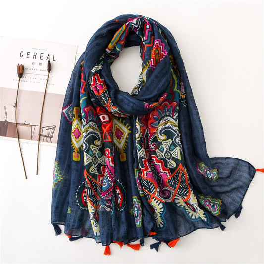 Bufanda Larga Artesanal con Borlas para Mujer - Image 2