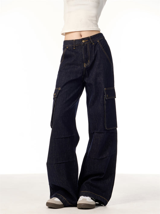 Pantalones Cargo Rectos de Pierna Ancha para Mujer con Múltiples Bolsillos - Image 14