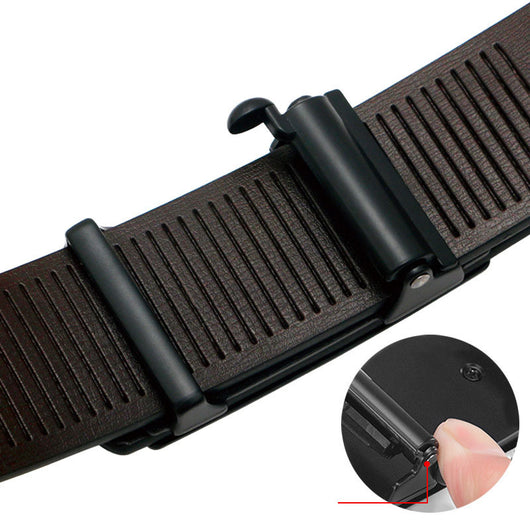 Cinturón de Cuero Automático para Hombre - Hebilla sin Agujeros Piel Doble Capa - Image 9