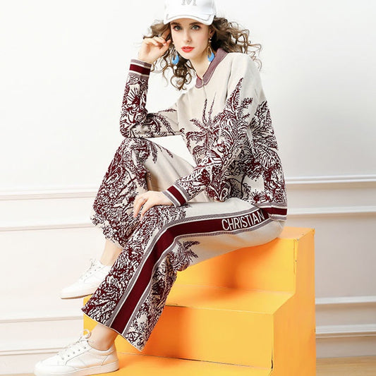Conjunto de Dos Piezas: Cardigan Tejido y Pantalón Ancho - Image 2