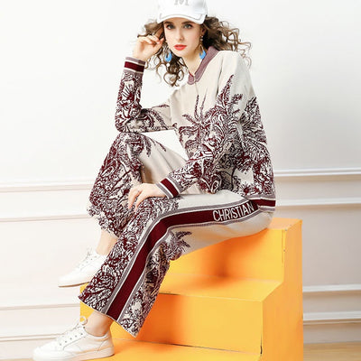 Conjunto de Dos Piezas: Cardigan Tejido y Pantalón Ancho - Image 2